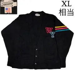 60s Broadway レタードカーディガン スクール系 米国製 古着 XL黒