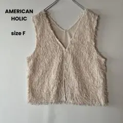 AMERICAN HOLIC シャギーベスト 無地 シースルー アイボリー Fのサムネイル