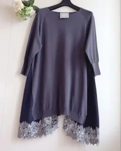 未使用級　ビアズリー 裾レース刺繍ワンピース