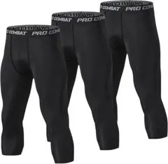 スポーツタイツ XL 7分丈 メンズ スパッツ 3枚セット 通気防臭・吸汗速乾