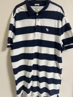 ストライプポロシャツ ネイビー/ホワイト　Abercrombie & Fitch