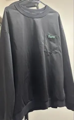 【美品】Turn ブラック スウェット 長袖 クルーネック 胸ポケット