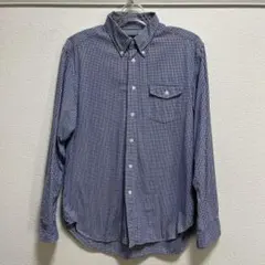 【美品】SHIPS 長袖シャツ L 白と青のチェック