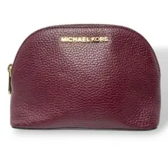 極美品　MICHAEL KORS バーガンディ ポーチ　レザー　ゴールドロゴ