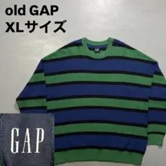 old GAP コットンニット　太ボーダー　マルチカラー　在原みゆ紀　XL