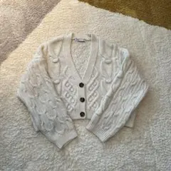 ZARA ザラ アイボリー 白 ケーブルニットカーディガン セーター