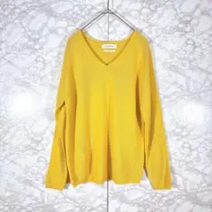 【クリアインプレッション】ニットセーター（黄色）M 綿　日本製　Ｖネック