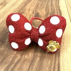 【美品】ミニー風 赤 水玉 リボン ヘアゴム ヘアピン