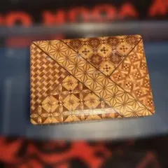 珍品】和装小物 竹(笹)皮 経木 折り畳み式ケース 毘沙門亀甲柄 昭和