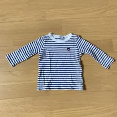 ミキハウス　ダブルB 長袖Tシャツ　ボーダー　肩スナップ　80 紺×白