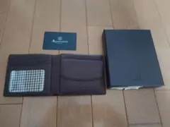 Aquascutum アクアスキュータム 二つ折り財布 鹿革 日本製 ネイビー