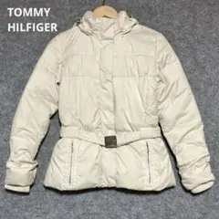 TOMMYHILFIGERクリーム色 ベルト付きダウンジャケット