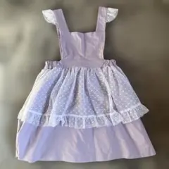 エプロン　120cm 紫　パープル　ワンピース型