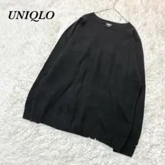 ユニクロ 3Dスフレクルーネックセーター XL ブラック オーバーサイズ 無地