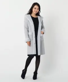 ミッシュマッシュ　フェイクムートンコート フード付き　グレー