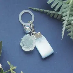 青い薔薇 めじるしアクセ 傘マーカー 目印チャーム ブルー 透明感