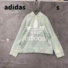 訳あり アディダス パーカー 薄緑 プルオーバー トレフォイル【7914】