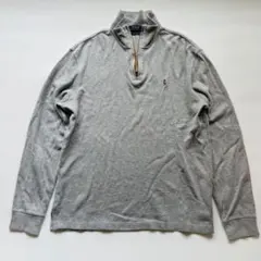ポロラルフローレン 長袖ニット ハーフジップ ポニー刺繍 グレー Lサイズ