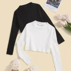 SHEIN リブニットTシャツ 2枚セット