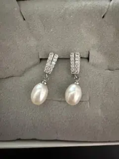 パールとジルコニアのドロップピアス