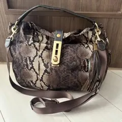 LABAGAGERIE ヘビ柄 パイソン柄　ワンショルダーバッグ ブラウン系