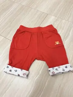 【美品】ホットビスケッツ ミキハウス ハーフパンツ 80 赤 マリン チェック船