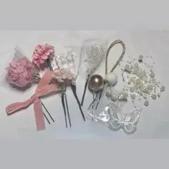髪飾りセット ピンク ホワイト 成人式 振袖 卒業式 袴 パール りぼん