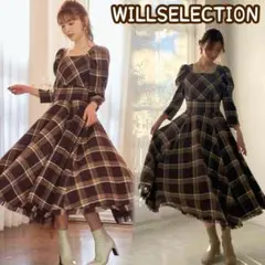上西星来 WILLSELECTION コラボ チェックサーキュラー ワンピース