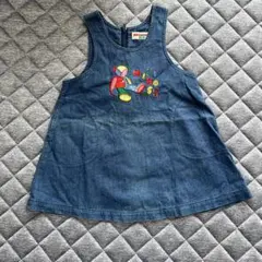 ミキハウス レトロ　デニムジャンバースカート 100