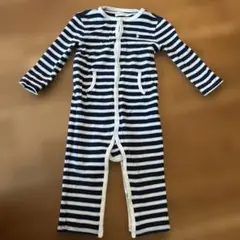 Ralph Lauren ネイビー/ホワイトストライプロンパース