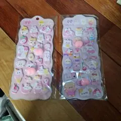 可愛いスイーツ動物3Dシール2シートセット