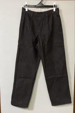 ユニクロC UNIQLO C タックストレートパンツ　デニム　ダークブラウン