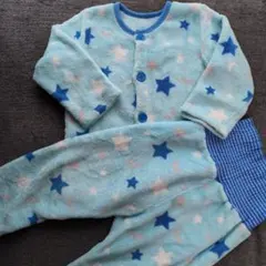 水色 星と月模様 フリースパジャマ 95cm