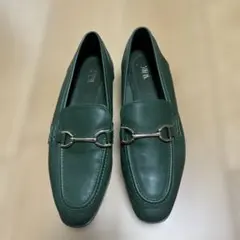 ZARA グリーン ローファー レザー 26センチ