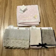 ハンカチセット（ピンク・グレー・リボン付き）