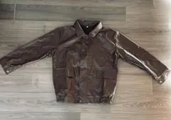 ブラウン 合成皮革 ジャケット レザージャケット