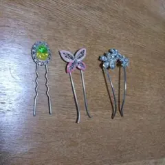 髪飾り 3点セット 花 蝶 デザイン