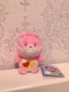 ケアベア　ぬいぐるみ　キーホルダー　お座りマスコット　キーチェーン　ピンク