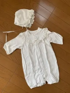 【最終値下】新生児　ベビードレス（50-70cm）　ホワイト　フリル