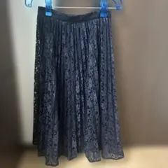 GU レースプリーツスカート ブラック
