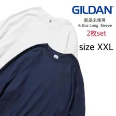 【ギルダン】新品未使用 ウルトラコットン 無地 長袖Tシャツ 白 紺 2XL