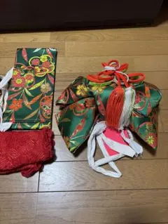 七五三 作り帯 帯揚げ 帯締め セット 緑 赤