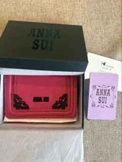 未使用　希少　ANNA SUIアナスイ　レザーがま口三つ折り財布　ピンク 未使用 希少 ANNA SUIアナスイ レザーがま口三つ折り財布 ピンク
