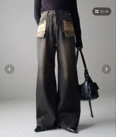 ダメージアウトポケットヴィンテージルーズデニム　【me+me select】のサムネイル