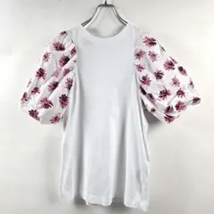 エムエスジーエム コットン100％フローラルパフスリーブTシャツ XSイタリア製のサムネイル