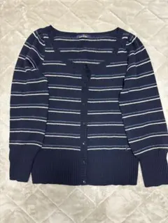 EAST BOY イーストボーイ　 ネイビー ストライプ 長袖カーディガン