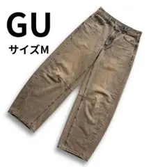 完売品✨GU バレルレッグジーンズ デニム 加工 太め プチプラ ブラウン