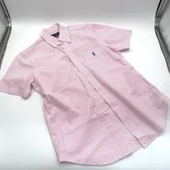 ポロ ラルフローレン 半袖 シアサッカーシャツ ストライプ ピンク XS