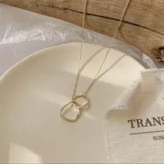 オーバル2連リング　ゴールド　ネックレス　ドレス　セット割◎