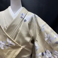【単衣】手描き友禅 夏蝋梅ナツロウバイ 正絹 訪問着 クリーム色 白 1426 単衣】手描き友禅 夏蝋梅ナツロウバイ 正絹 訪問着 クリーム色 白 1426